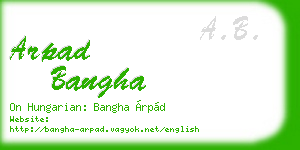 arpad bangha business card